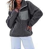 luvamia Sherpa Jackets for Women Trendy Zip Up Long Sleeve Winter Fall Casual Warm Fleece Coat Jackets with Pockets