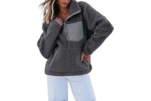 luvamia Sherpa Jackets for Women Trendy Zip Up Long Sleeve Winter Fall Casual Warm Fleece Coat Jackets with Pockets