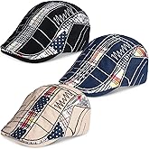 Geyoga 3 Pack Men Beret Hat Patchwork Newsboy Hats Adjustable Cabbie Hats for Men Cotton Flat Cap for Driving Hunting Fishing Outdoor Activities