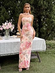 HTZMO Women Elegant Summer Bodycon Maxi Dress