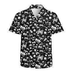 Black Spaceships Mens Funny Hawaiian Shirts 3D