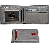 RUNBOX Wallet for Men Slim 11 Credit Card Holder Slots Leather RFID Blocking Small Thin Men's Wallet Bifold Minimalist Front Pocket Large Capacity Gift Box
