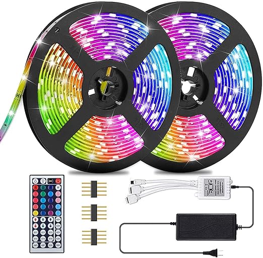 led strip lights starlotus rgb 32 8feet 10m waterproof flexible self adhesive led light strips 5050 300leds color changing rope lights with 44 keys ir