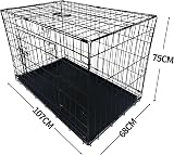 Vivo Technologies XL Dog Crate 42in Double Door Front Side with Tray view 3