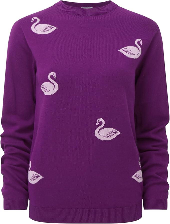 Cotton Traders Womens Ladies Swan Jumper Sweater Knitwear Magenta: Amazon.co.uk: Clothing