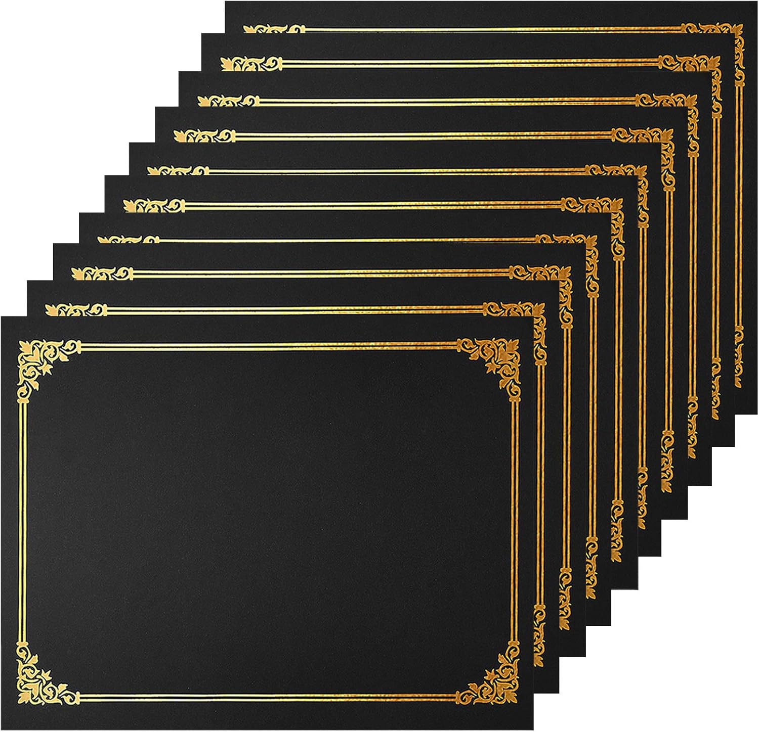 SUNEE Certificate Holders(Black, 30 Pack), Diploma Covers Gold Foil Border, for Letter Size 8.5x11 Certificates, Cardstock, Document Papers : Office Products