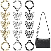Auswalar 3Pcs Butterfly Purse Chain Extender for Women Girl Handbags Strap Extender Metal Replacement Accessories Making Supplies (Gold + Silver + Black)