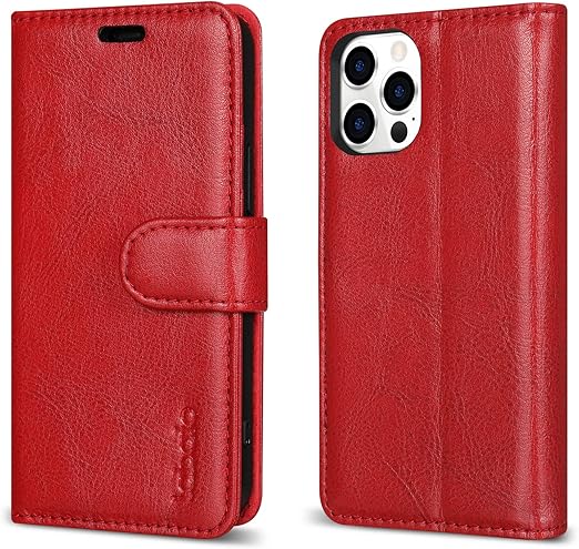 Amazon Com Iphone 12 Pro Max Case Labato Iphone 12 Pro Max Leather Wallet Folio Flip Case Cover Protective Phone Case Tpu Shockproof Phone Cover Magnetic Closure Function With Card Slots Cash Compartment Red