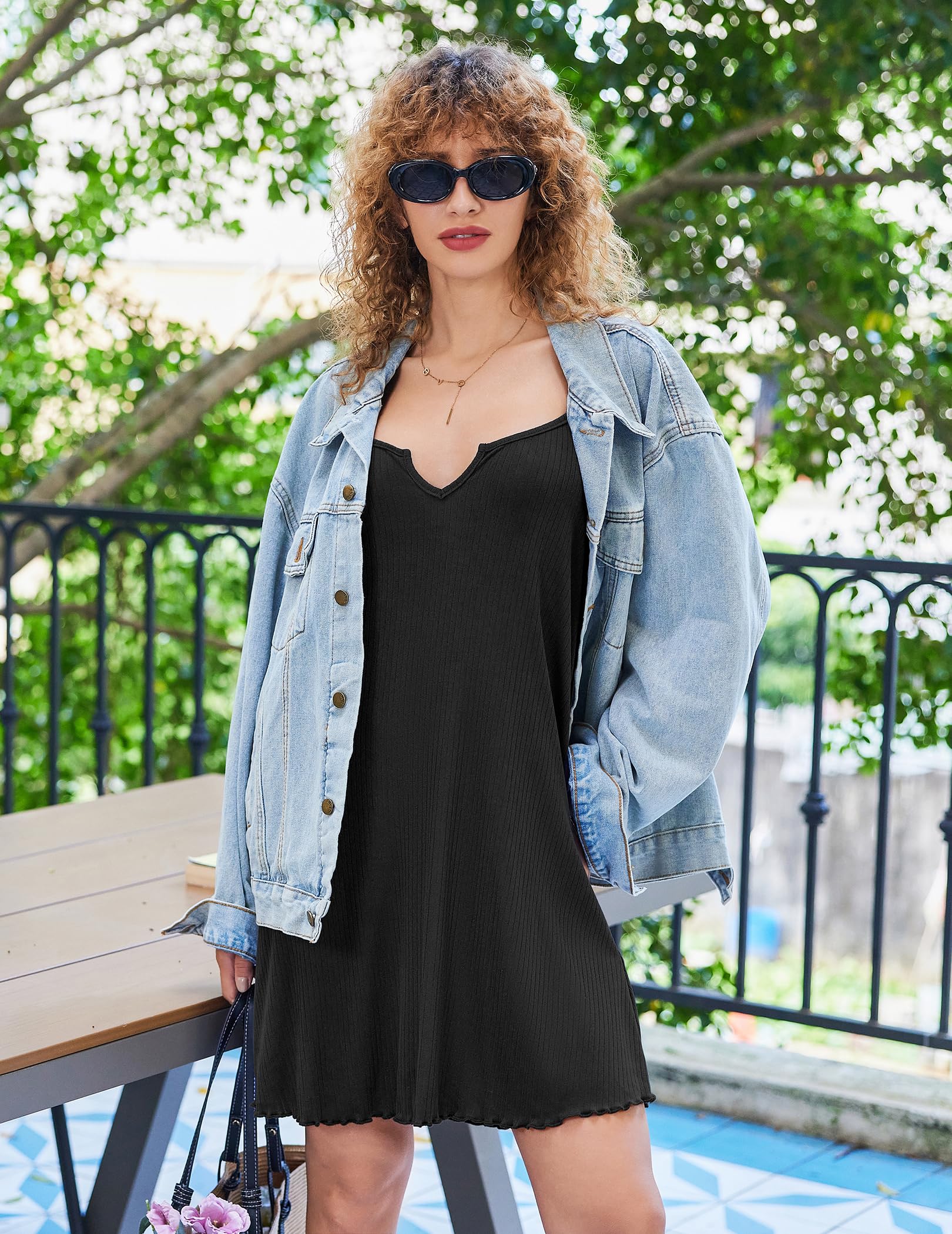 Ekouaer Sleeveless Nightgowns for Women Racerback Sleep Shirt Spaghetti Strap Dress Summer Night Shirt Black M