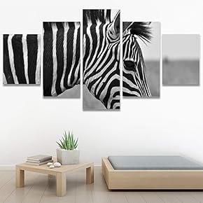 SIGNWIN 5 Panel Canvas Wall Art Animals Black...