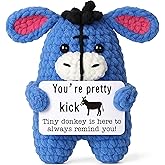 Mini Emotional Cheer Support Donkey Galentines Birthday Gifts for Women Men Friend Coworker Boss Sister Teacher Inspirational Self Care Gifts Positive Crochet Animals Valentines Day Decorations