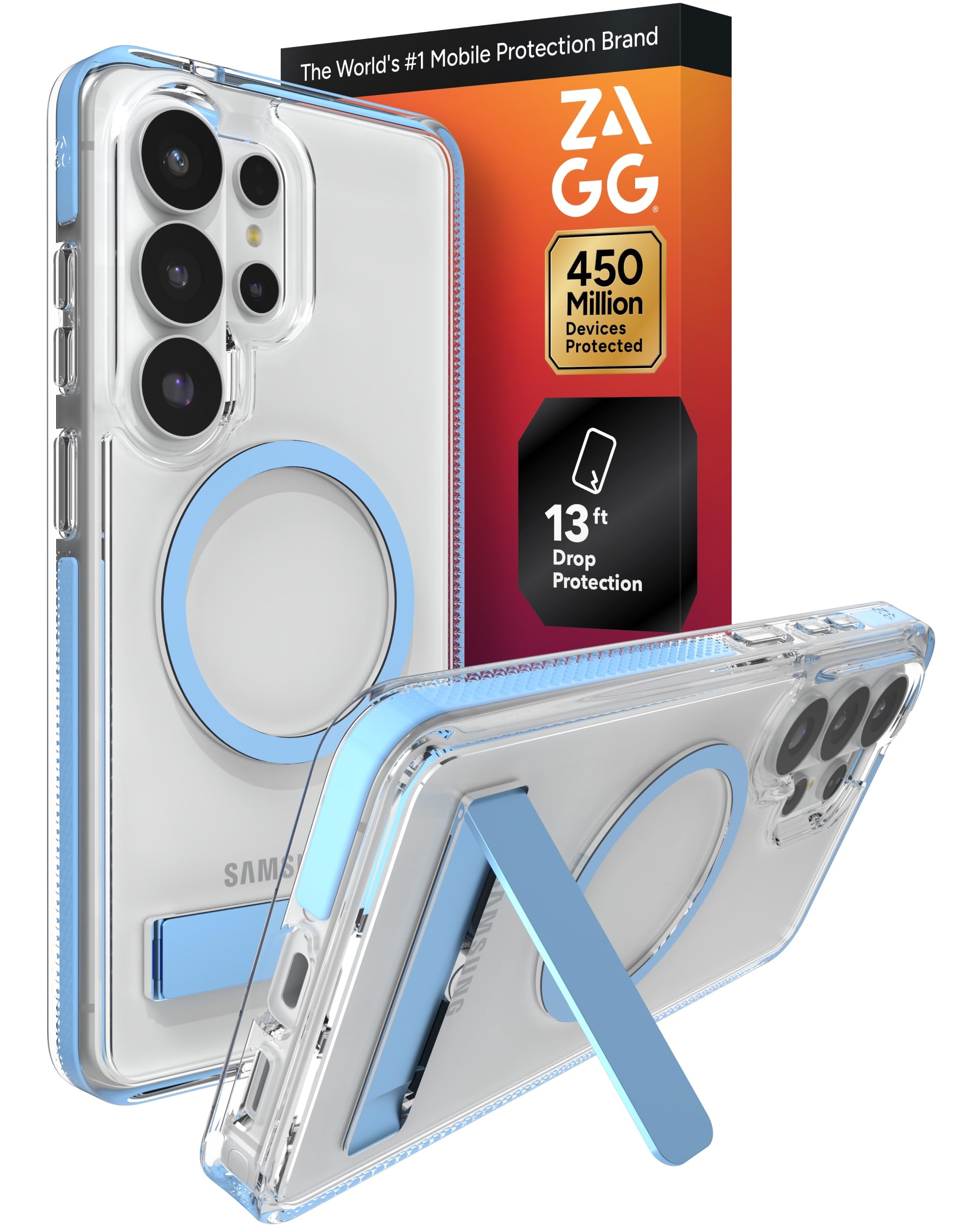 Photo 1 of ZAGG Santa Cruz Snap Samsung Galaxy S26 Ultra Case with Kickstand - ICY Blue, Magnetic Crystal Clear Protective Phone Cover, 13ft Drop Protection, Graphene Reinforced, Slim Case with Stand