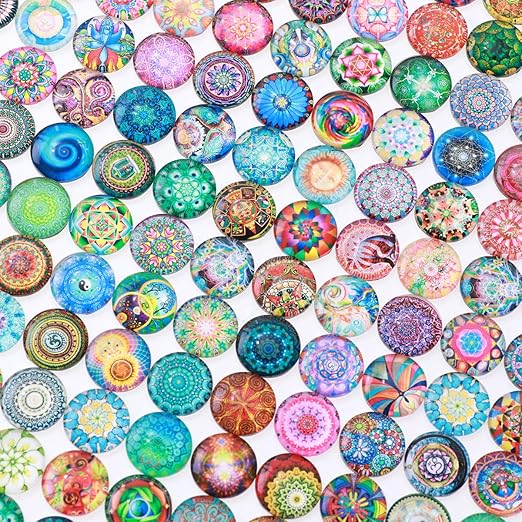 HEALIFTY 200pcs Mosaic Tiles Round Mosaic Glass Pieces Supplies for DIY