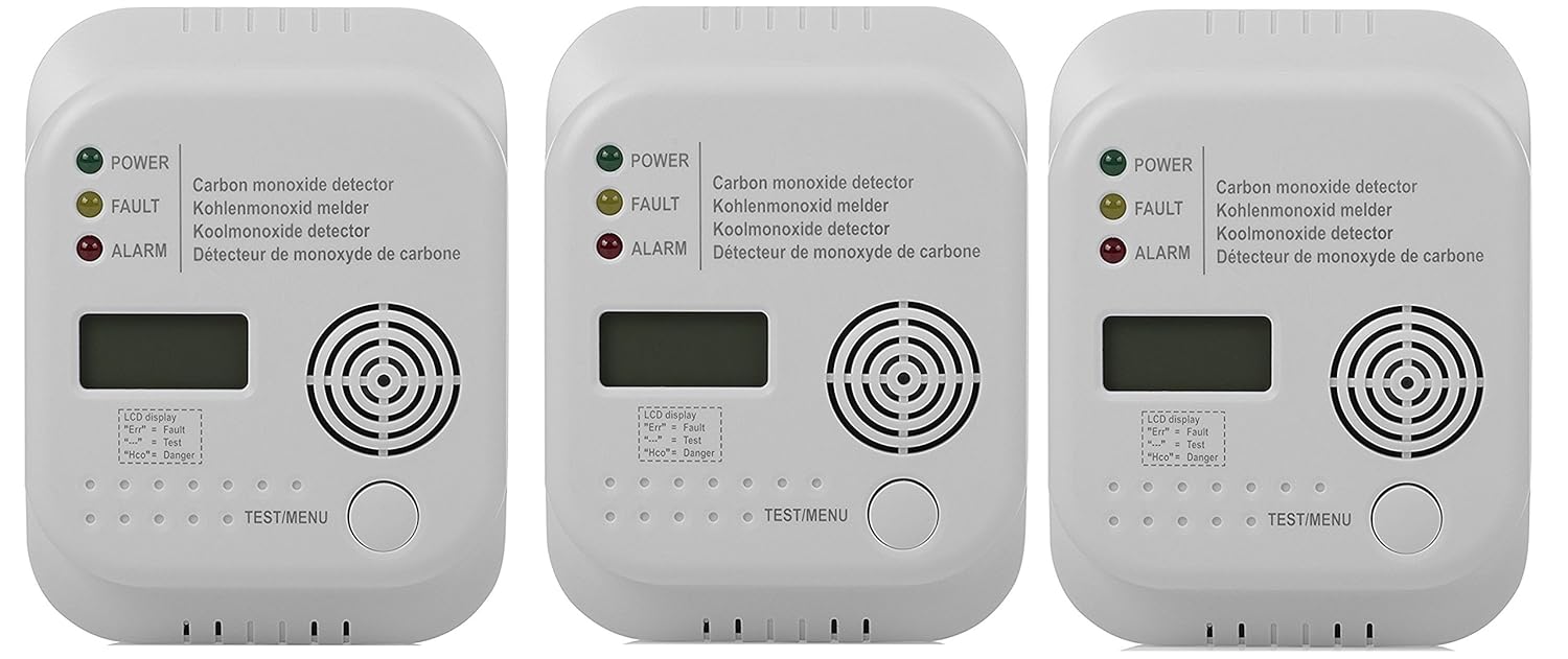 Juego de 3 Smartwares Detector de monóxido de carbono con ...
