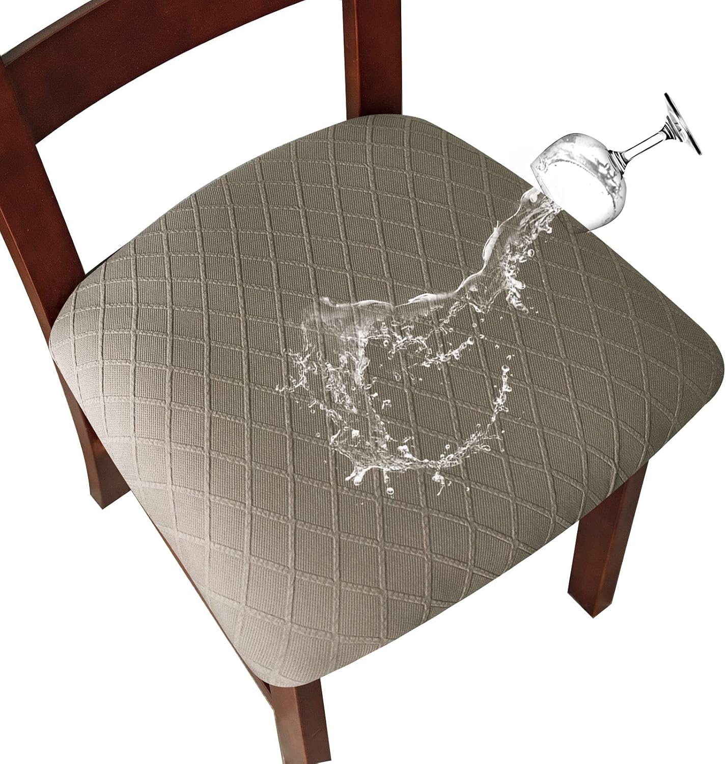 Slipcovers - Genina Waterproof Seat Covers for Dining Room Chairs Covers Dining Chair Cover Kitchen Chair Covers (Taupe, 6 Pcs)