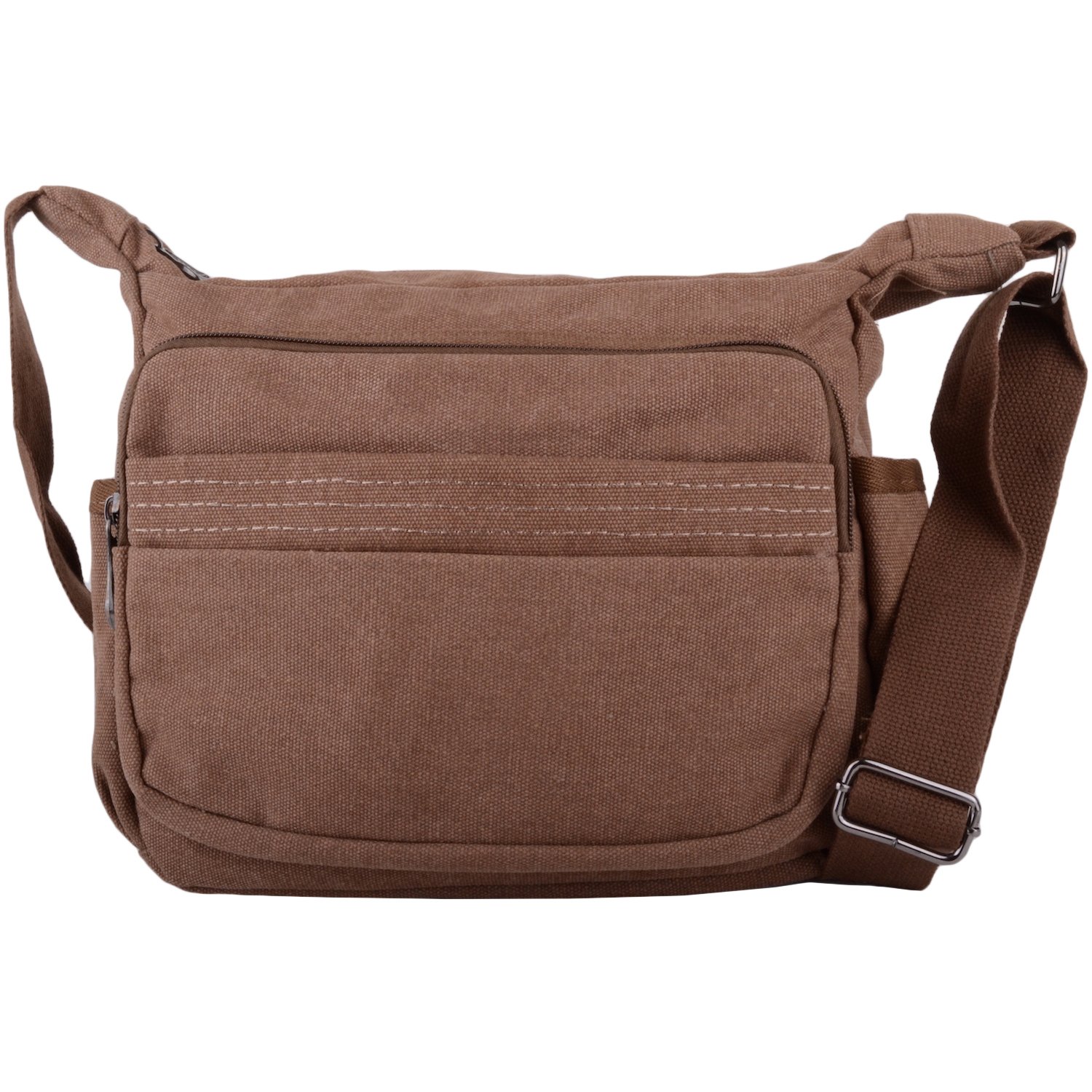 WYE LEATHER Womens/Mens Canvas Work/Travel/Holiday Shoulder/Small Messenger Bag - Brown