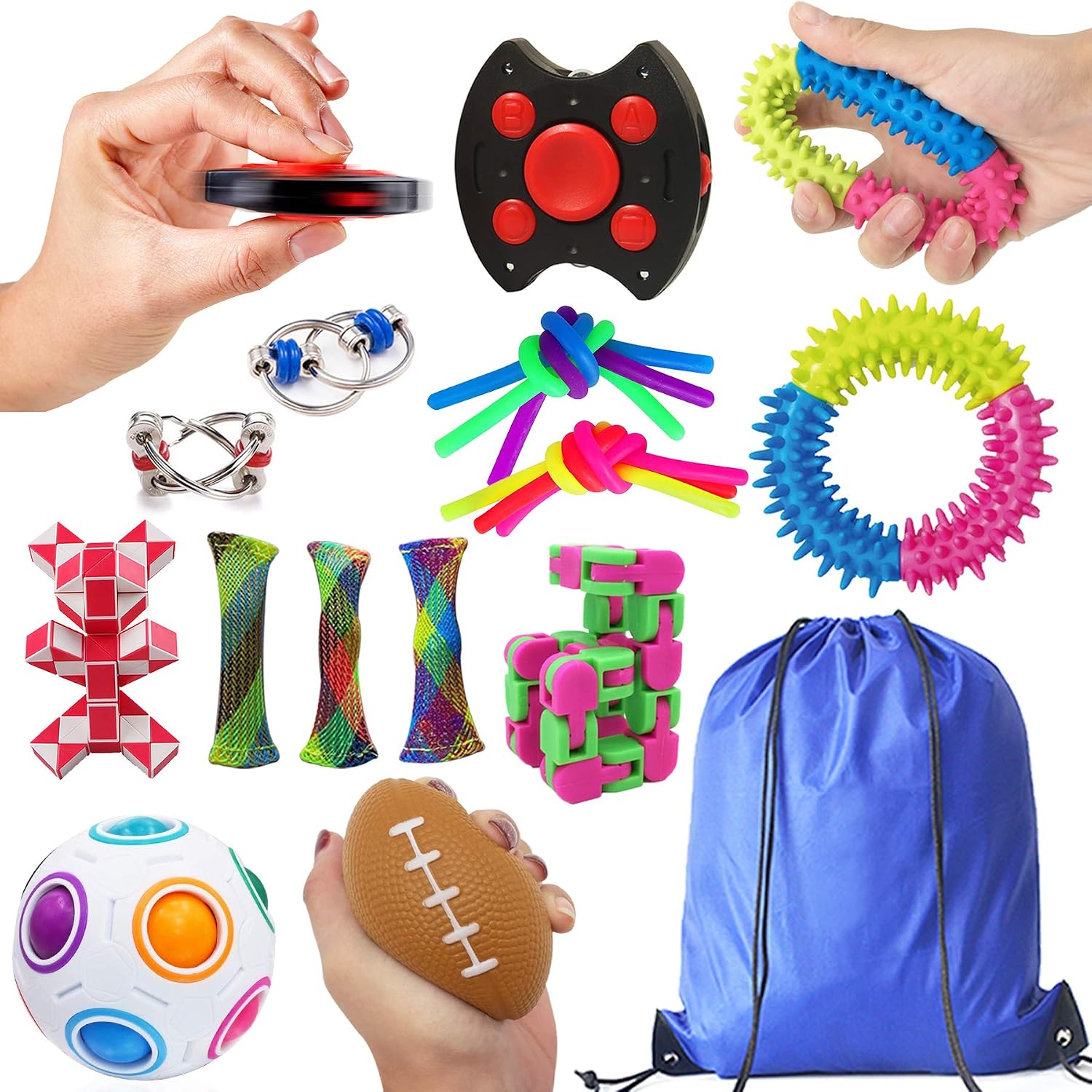 Chennyfun Fidget Toy Set, 26PCS With Box Fidget Toys Pack, Sensory Toys for Autism ADHD Fidget Toy in Magic Burger Cube