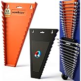HORUSDY 2-Piece Magnetic Wrench Organizer, 32-Slot Wrench Storage Rack for Toolboxes, Drawer &amp; Garage, SAE (1/4" - 1-1/16") &amp; Metric (6mm - 24mm) Wrench Holder, Black &amp; Orange, 11LBS Capacity