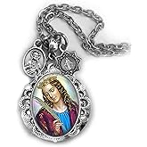 St. Catherine of Alexandria Locket Necklace, Confirmation Gift, Patron Saint Catholic Jewelry