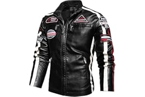 Cbyezy Stand-up collar men's motorcycle leather motorcycle racing suit color-blocking PU simulation leather jacket