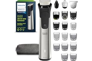 Norelco Philips All-in-One 7000 Series 23-Piece Trimmer - Electric Shaver and Clipper for Face, Beard, Head & Body, Self-Sharpening Titanium Blades, 26 Length Settings (0.5-16 mm), MG7970/49