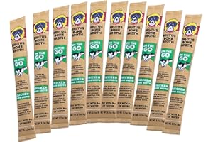 Brutus Bone Broth for Dogs - Bone Broth Powder with Chondroitin Glucosamine & Turmeric - Human Grade Dog Sauce Food Toppers for Dry Food & Picky Eaters - 10 Stick (Chicken)