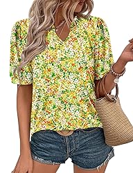 KISSMODA Women's Tunic Tops Casual V Neck Short