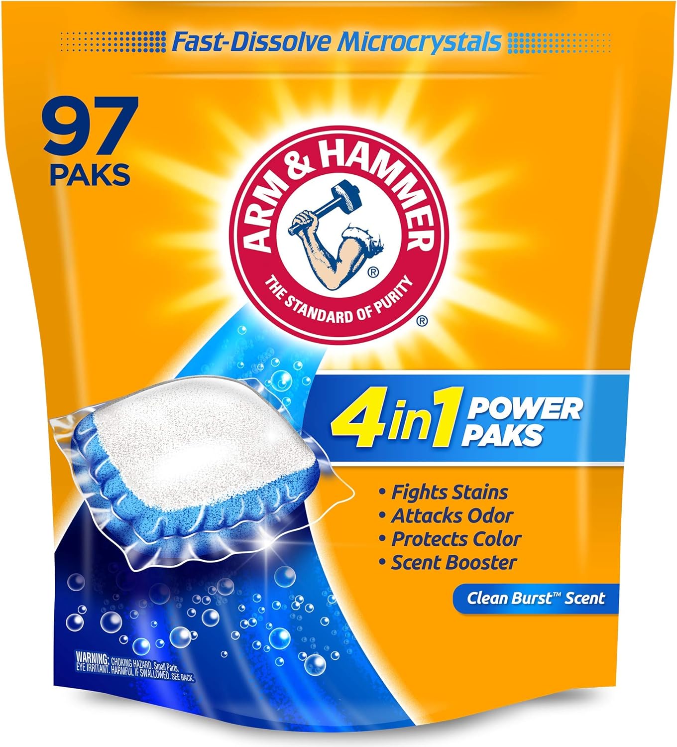 Arm & hammer 4-in-1 Laundry Detergent Power Paks, 97 Count (Packaging may vary): Health & Personal Care