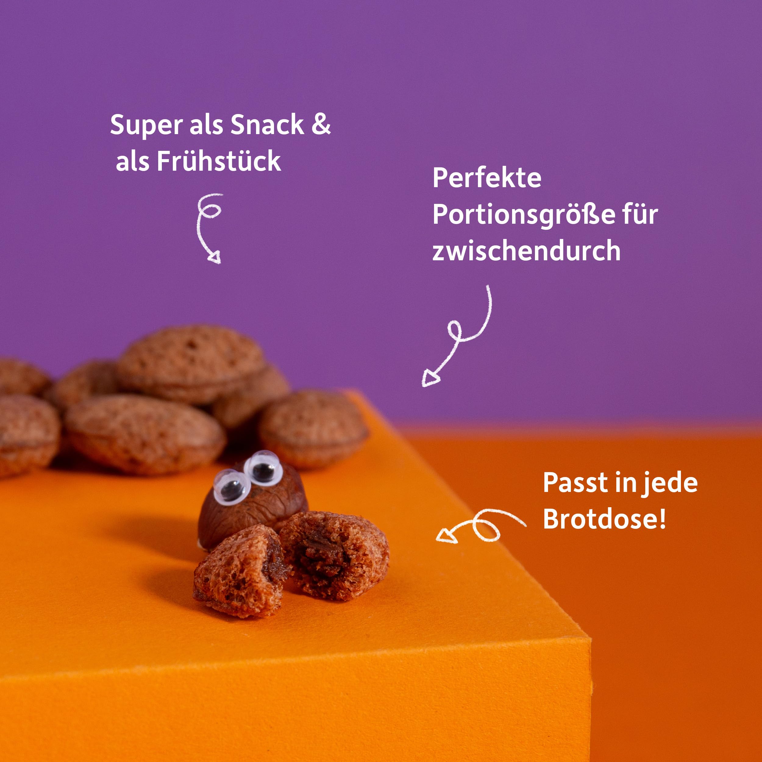 FRECHE FREUNDE Crunchy Bits Haselnuss & Kakao, Bio Knusperhäppchen mit Cremefüllung, vegan, ohne Palmfett & Aromastoffe, ohne Zucker, ideal als knuspriger Snack für Kinder, 11er Pack (11 x 30g) 4