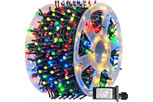 Dazzle Bright 164 FT 500 LED Christmas String Lights, Waterproof Green Wire String Lights with 8 Modes, Outdoor Christmas Decorations for Indoor Garden Party Yard Decor (Multi-Colored)