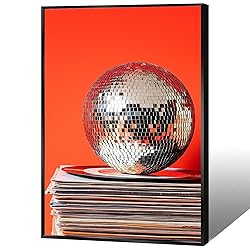 Vintage 70s Disco Ball Wall Art Posters Trendy Red