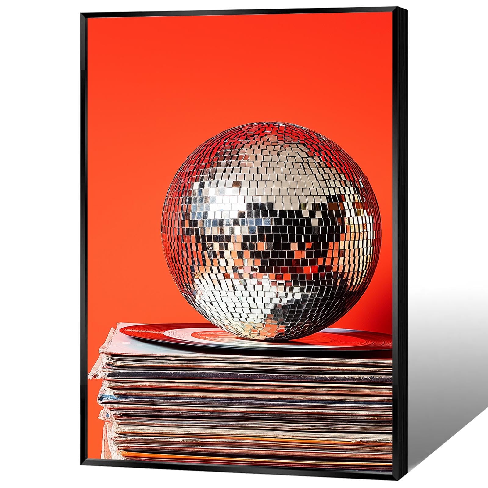 Vintage 70s Disco Ball Wall Art Posters Trendy Red