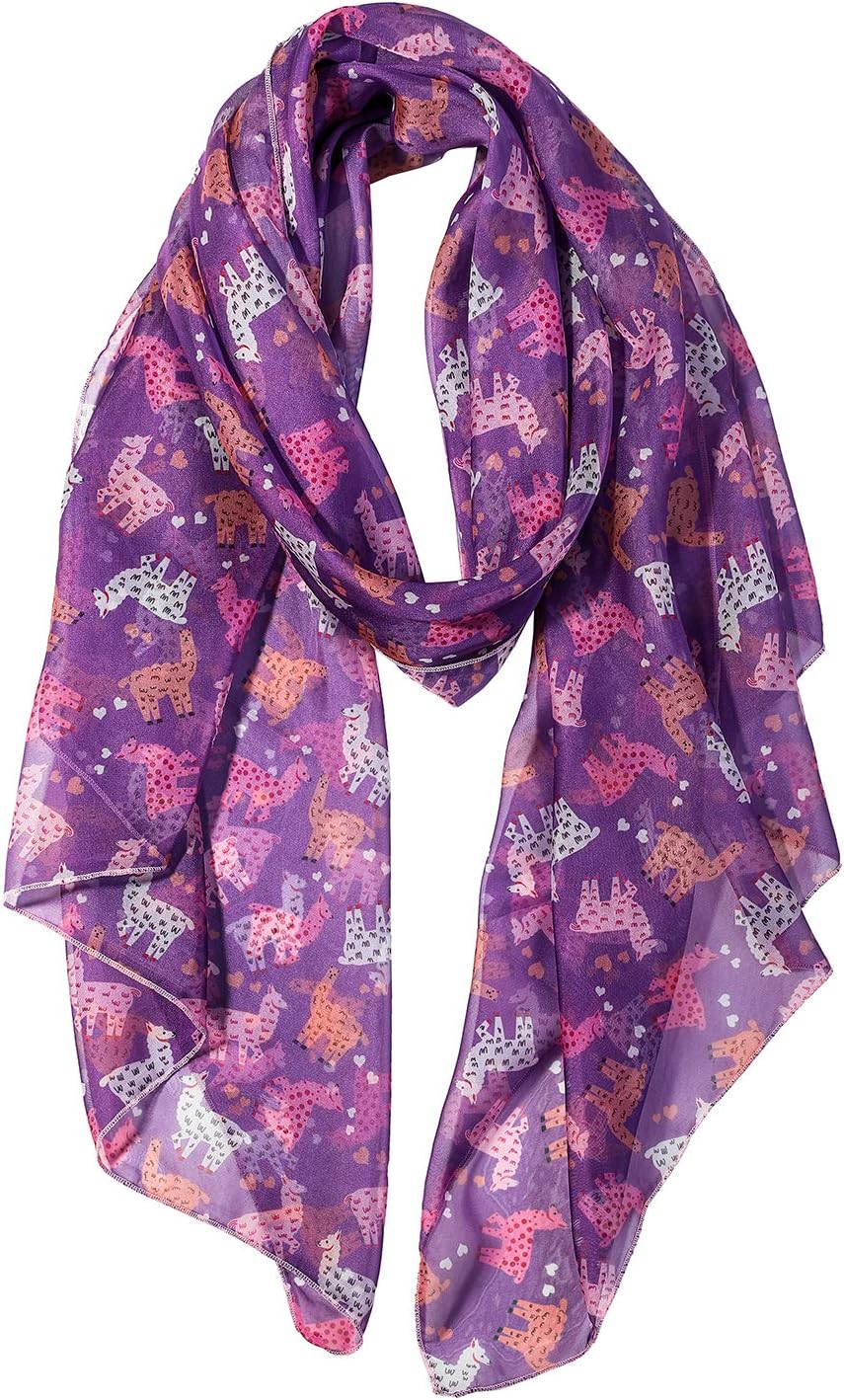 LParkinWomen Scarves Dog Cat Horse Elephant Sloth Fox Music Butterfly Leaves Lightweight Shawl Head Wraps