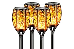 Uni PNR Upgraded Larger Solar Lights Outdoor Waterproof 96 LED, 43" Outdoor Lights, Solar Torch Light with Flickering Flame, Led Lights for Garden Decor, Patio, Yard, Pathway, 4Pack