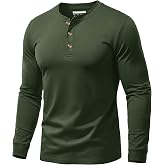 EKLENTSON Long Sleeve Shirt for Men Henley Shirt Soft Cotton 3 Button Tops | Comfortable, cotton fabric, tag-free design, 3 button henley,easy match, breathable and soft, solid color for casual wear