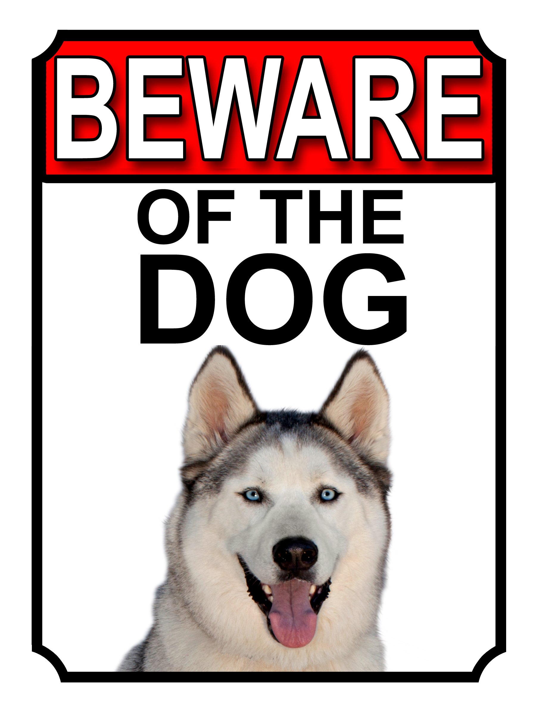 BEWARE OF THE DOG METAL GATE SIGN ALASKAN MALAMUTE 200MM X 150MM (1102H1)