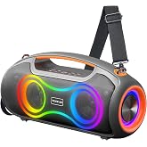 VUOPAX Portable Bluetooth Speaker Wireless, 180W Max Loud Waterproof Speakers, Bass Boost Boom Box for Party and Outdoor, w/2*Subwoofer, 2*Tweeter, DSP, IP65, 24H, TWS, TF, USB, AUX