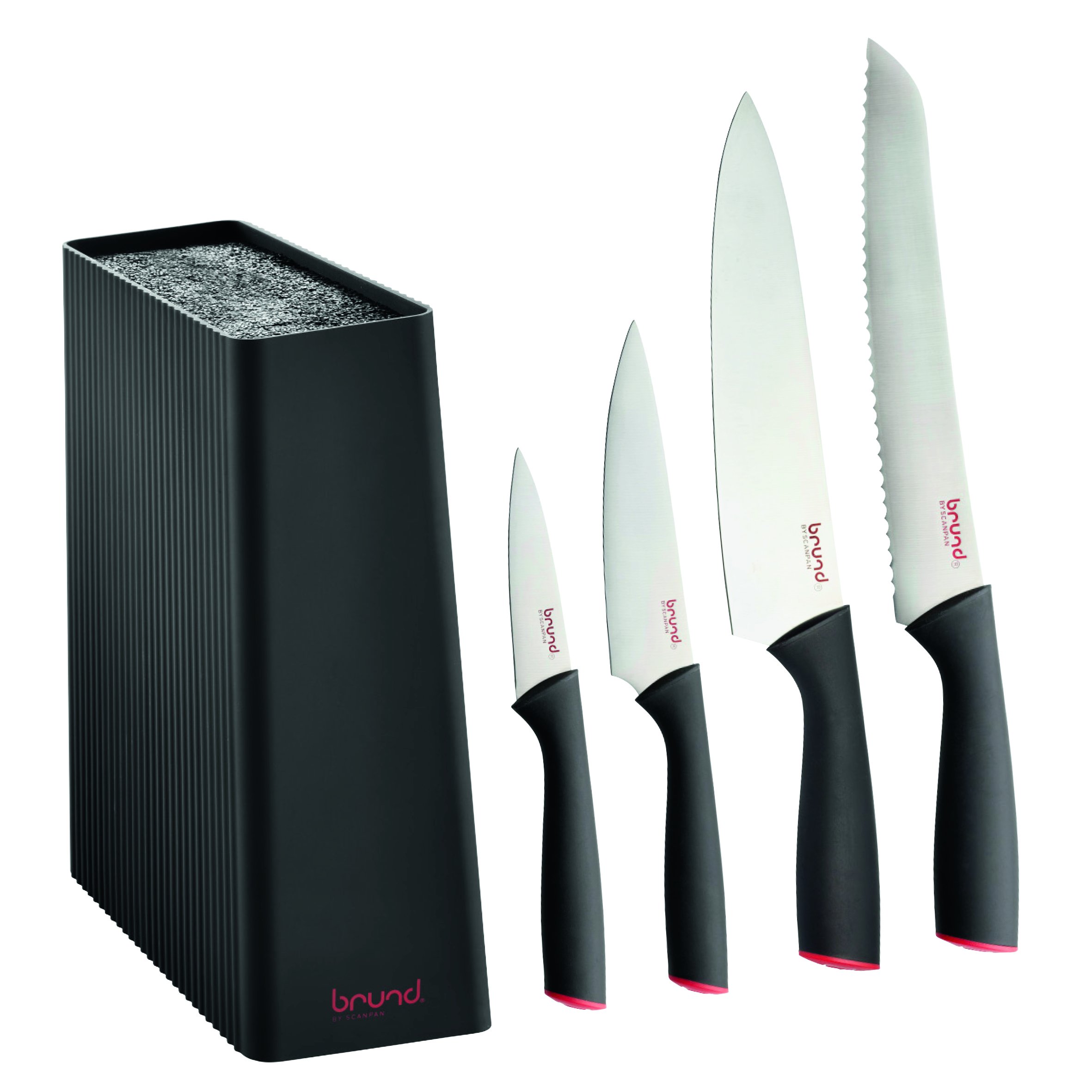 Brund Easycut 5pc Knife Block Set Cutlery, Black