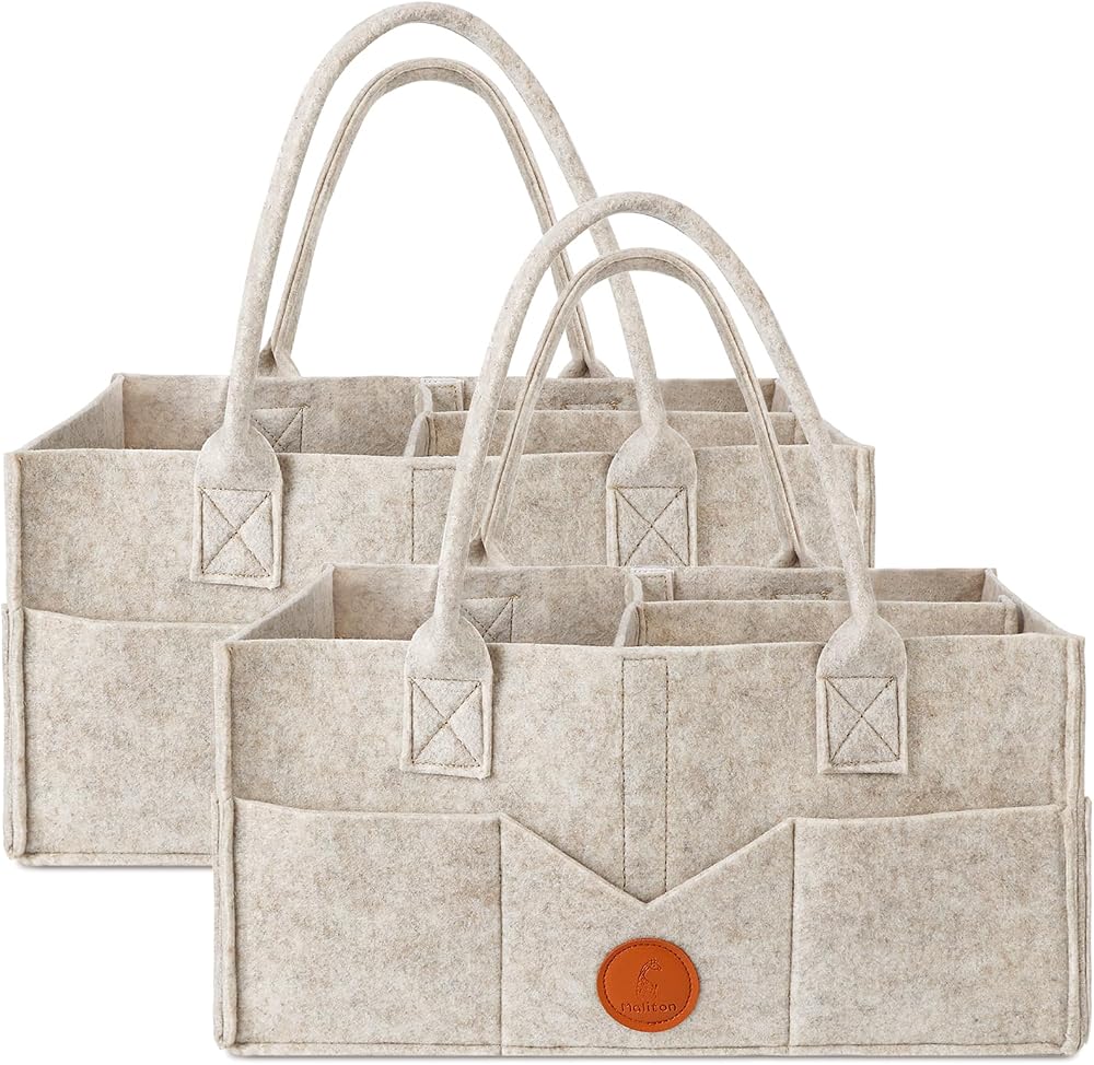 Maliton Nappy Caddy Khaki 15.3x9.3x7 in 2 Packs Detachable Dividers