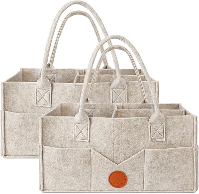 Maliton Nappy Caddy Khaki 15.3x9.3x7 in 2 Packs Detachable Dividers