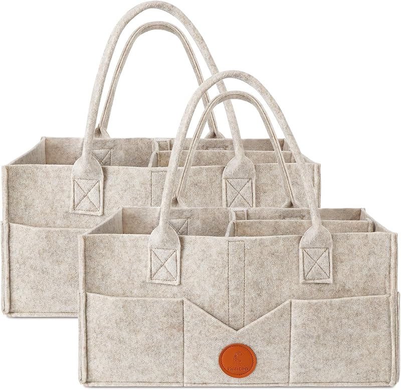 Maliton Nappy Caddy Khaki 15.3x9.3x7 in 2 Packs Detachable Dividers