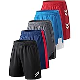 Liberty Imports 5 Pack Big Boys Youth Athletic Mesh Basketball Shorts with Pockets Quick Dry Activewear