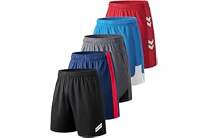 Liberty Imports 5 Pack Big Boys Youth Athletic Mesh Basketball Shorts with Pockets Quick Dry Activewear
