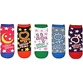 Sailor Moon Socks Cosplay (5 Pair) - (Women) Sailor Moon Astronomical Symbols Low Cut Socks - Fits Shoe Size: 4-10 (Ladies)