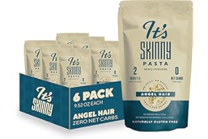 IT'S SKINNY It’s Skinny Angel Hair Pasta – Low Carb Pasta, Gluten Free, Keto & Vegan-Friendly, Shirataki Konjac, Sugar-Free, High in Fiber, Only 4.5 Calories Per Serving, Ready in 2 Minutes (6 Packs)