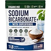 Organic Use Sodium Bicarbonate Alkaline Supplement for Alkalinity. Support Kidneys &amp; Stomach Acid Neutralizer w/Alkaline Superfoods. Sodium Bicarbonate Powder Kidney Immune Support Antacid Sports 1LB
