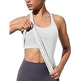 MathCat Workout Tank Tops for Women with Built in Bra, Seamless V Neck Tops Fitness Workout Yoga Shirts