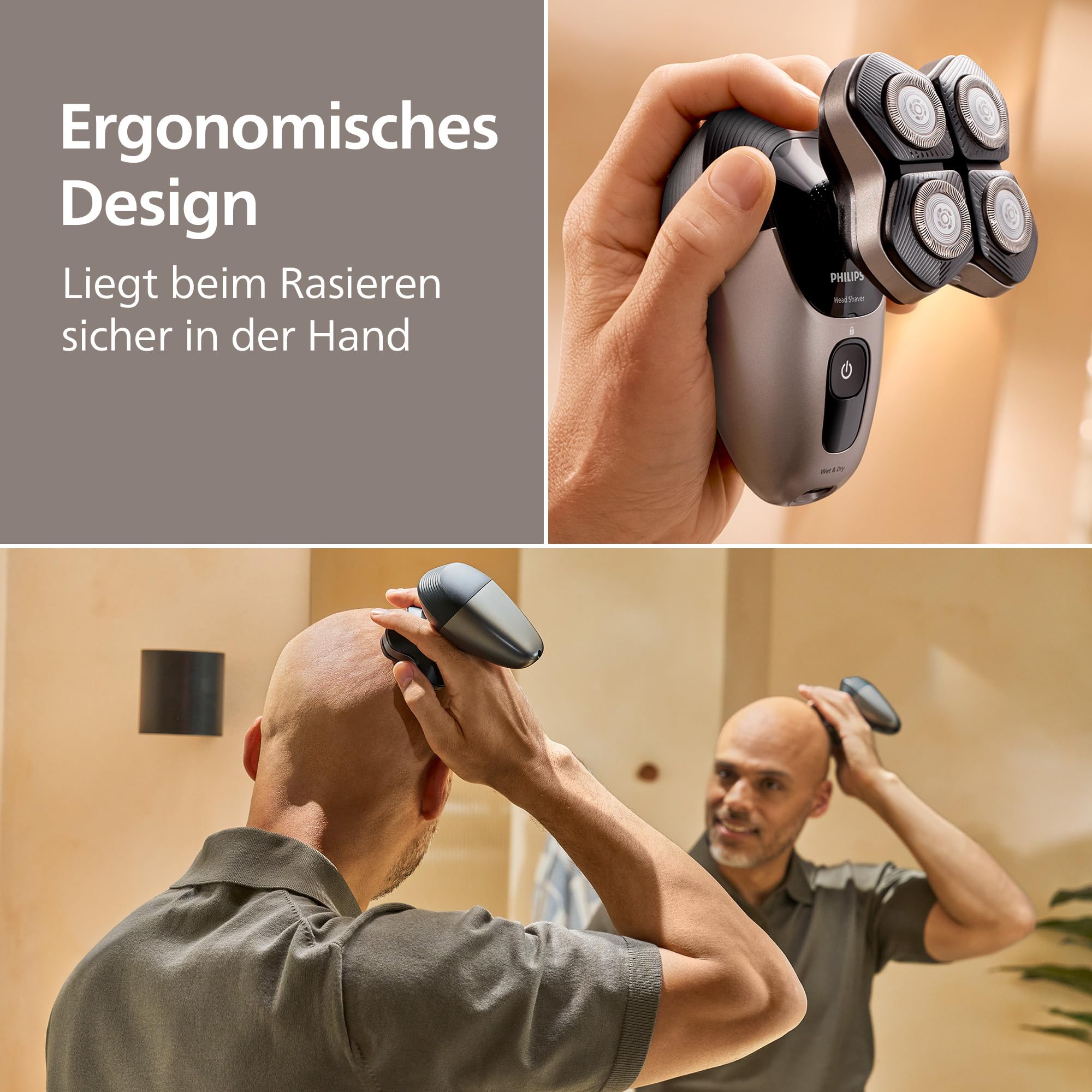 PHILIPS Head Shaver Pro Series 7000 – Glatzenrasierer für Männer und Frauen, flexibler 360grad-Scherkopf und ComfortCut-Klingen für eine gründliche Rasur, sanft zur Haut, Modell HS7980/15 5