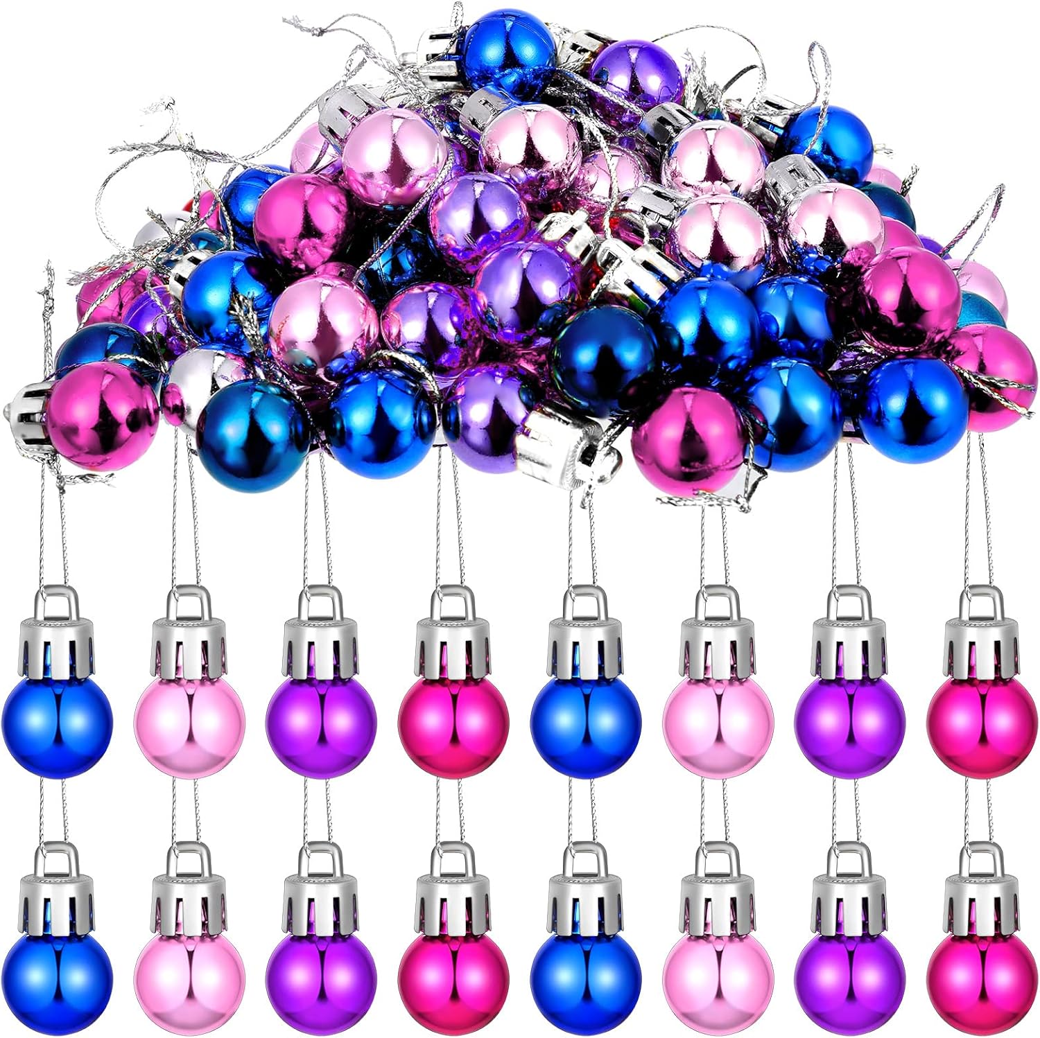 Ornaments - 96 Pieces Christmas Balls Xmas Tree Ornaments Balls Exquisite Colorful Ball Decoration Pendant for Holiday Party Decor (Pink, Purple, Blue, Rose,0.79 Inch)
