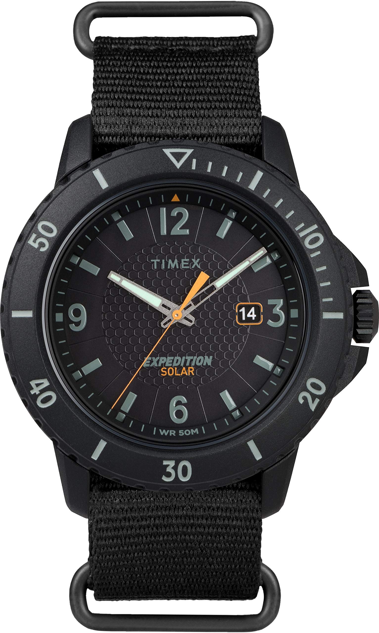 Timex Expedition Gallatin Solar 44 Mm Men Slip-Thru Black Nylon Strap Watch TW2U30300